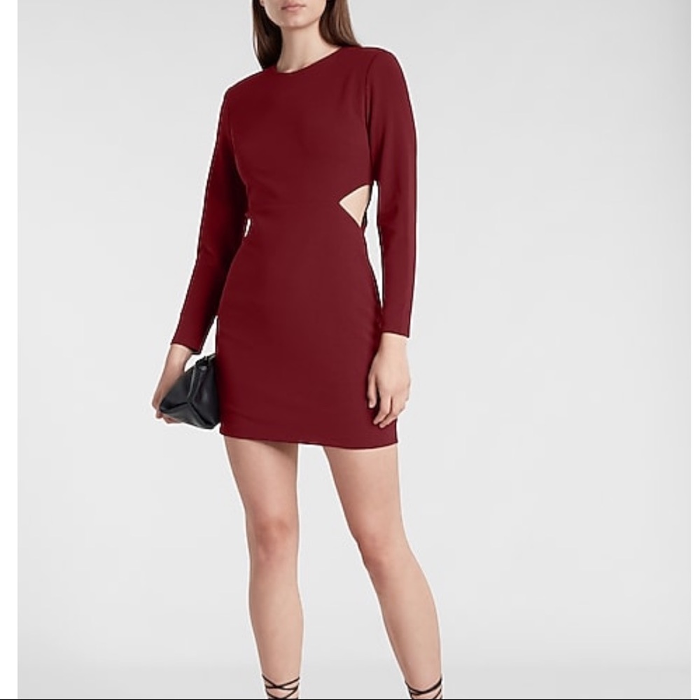 Express Strong Shoulder Side Cutout Mini Dress